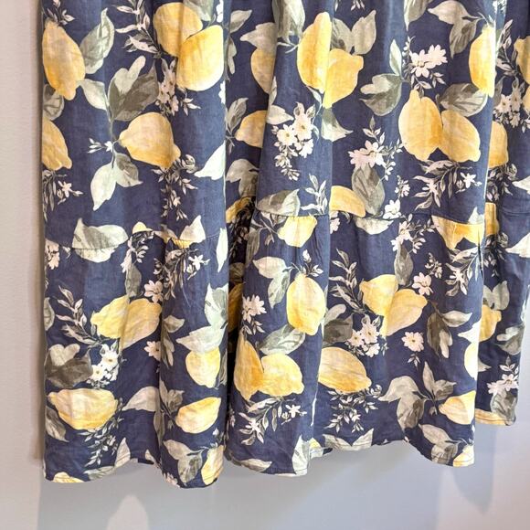 Abercrombie & Fitch Lemon Print Linen Blend Mini Dress - size Medium - Picture 4 of 7